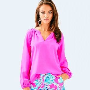 Lilly Pulitzer Leslie Silk Top Blouse NWT medium